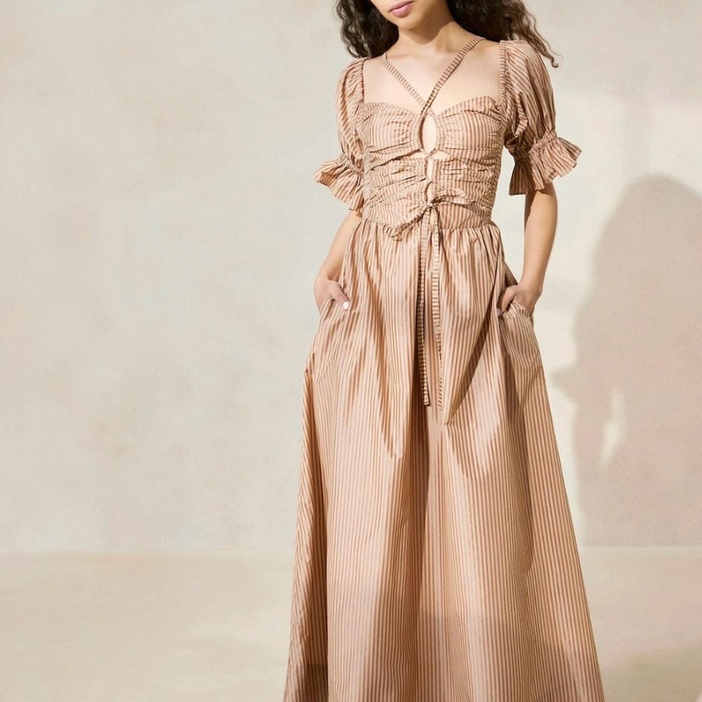 Loeffler Randall Yael Stripe Gathered-Bodice